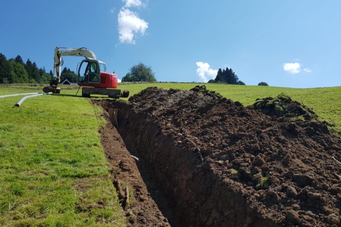 Bodenkundliche Baubegleitung eines Leitungsbaus. 